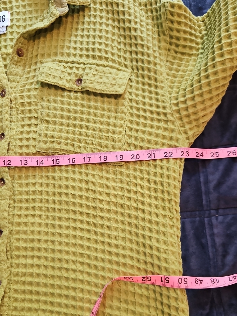 BDG Stanley Waffle Knit Shacket Lime Green Oversized, S, Flawed, Distressing - Picture 12 of 14